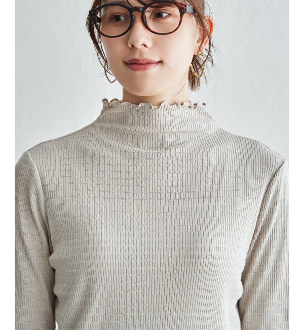 ikka「シャドーボーダーテレコボトルネックプルオーバー」|Tシャツ・カットソー|