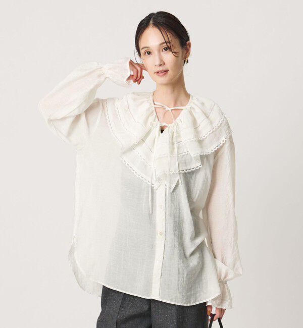 UNITED ARROWS「【別注】＜dahl&rsquo;ia＞フリル ドレープ ブラウス」|シャツ・ブラウス|
