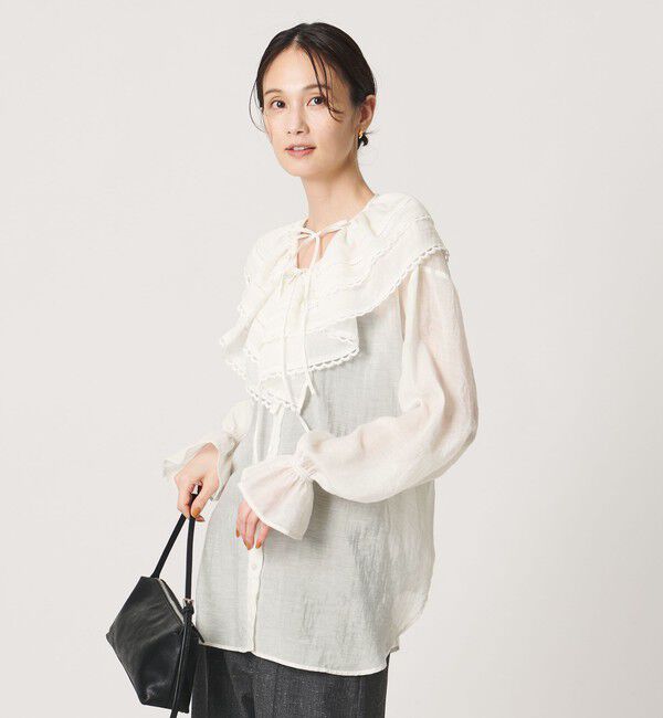 UNITED ARROWS「【別注】＜dahl&rsquo;ia＞フリル ドレープ ブラウス」|シャツ・ブラウス|