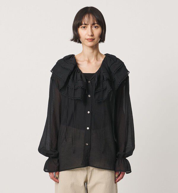 UNITED ARROWS「【別注】＜dahl&rsquo;ia＞フリル ドレープ ブラウス」|シャツ・ブラウス|