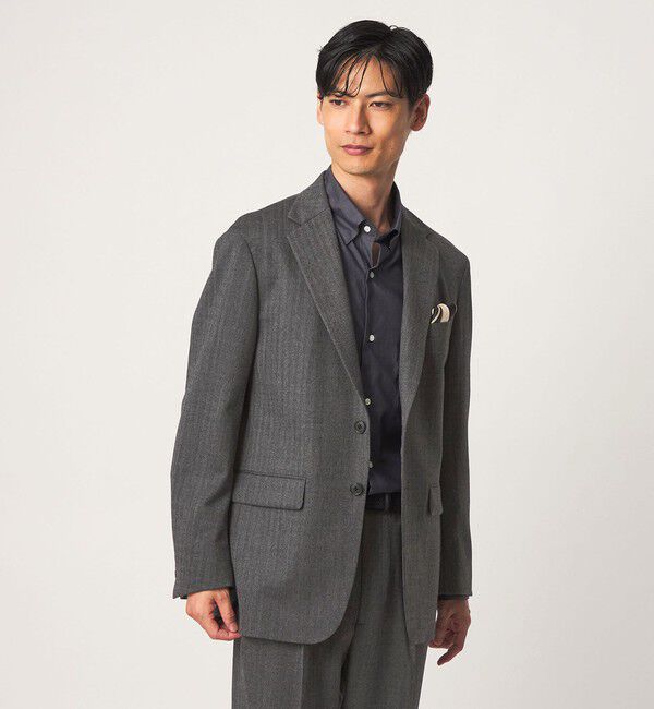 UNITED ARROWS green label relaxing「A+ TWPU ヘリンボーン 2B リラックス セットアップ ジャケット -ストレッチ-」|テーラードジャケット|DK.GRAY