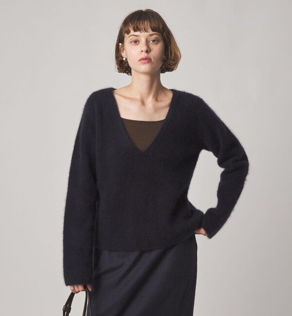 STEVEN ALAN「＜Steven Alan＞オーストラリアン ウール ミックス Vネック ニット」|ニット・セーター|NAVY
