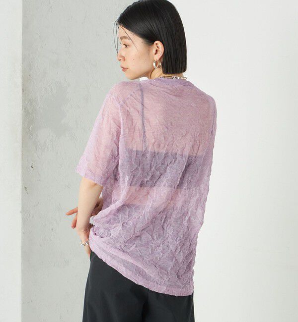 SHIPS for women「《予約》Wai＋:〈手洗い可能〉クリンクル シアー ショート スリーブ プルオーバー」|ニット・セーター|