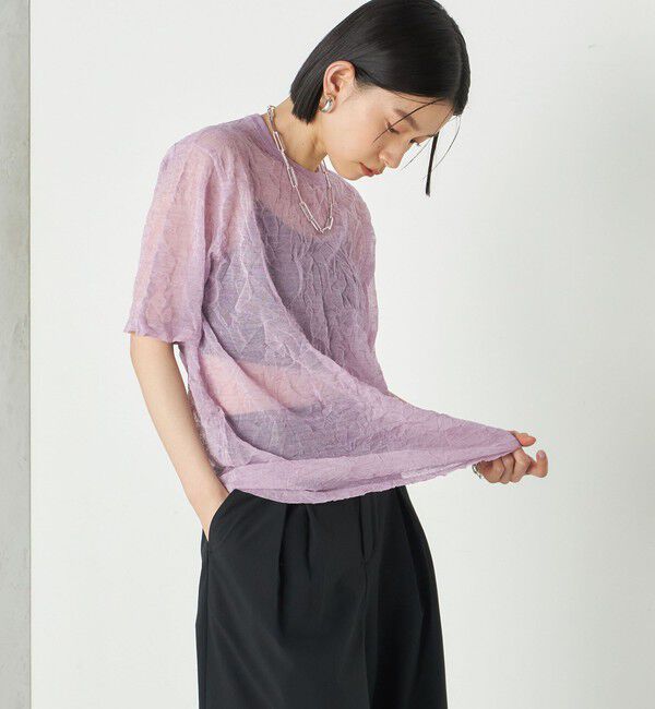 SHIPS for women「《予約》Wai＋:〈手洗い可能〉クリンクル シアー ショート スリーブ プルオーバー」|ニット・セーター|