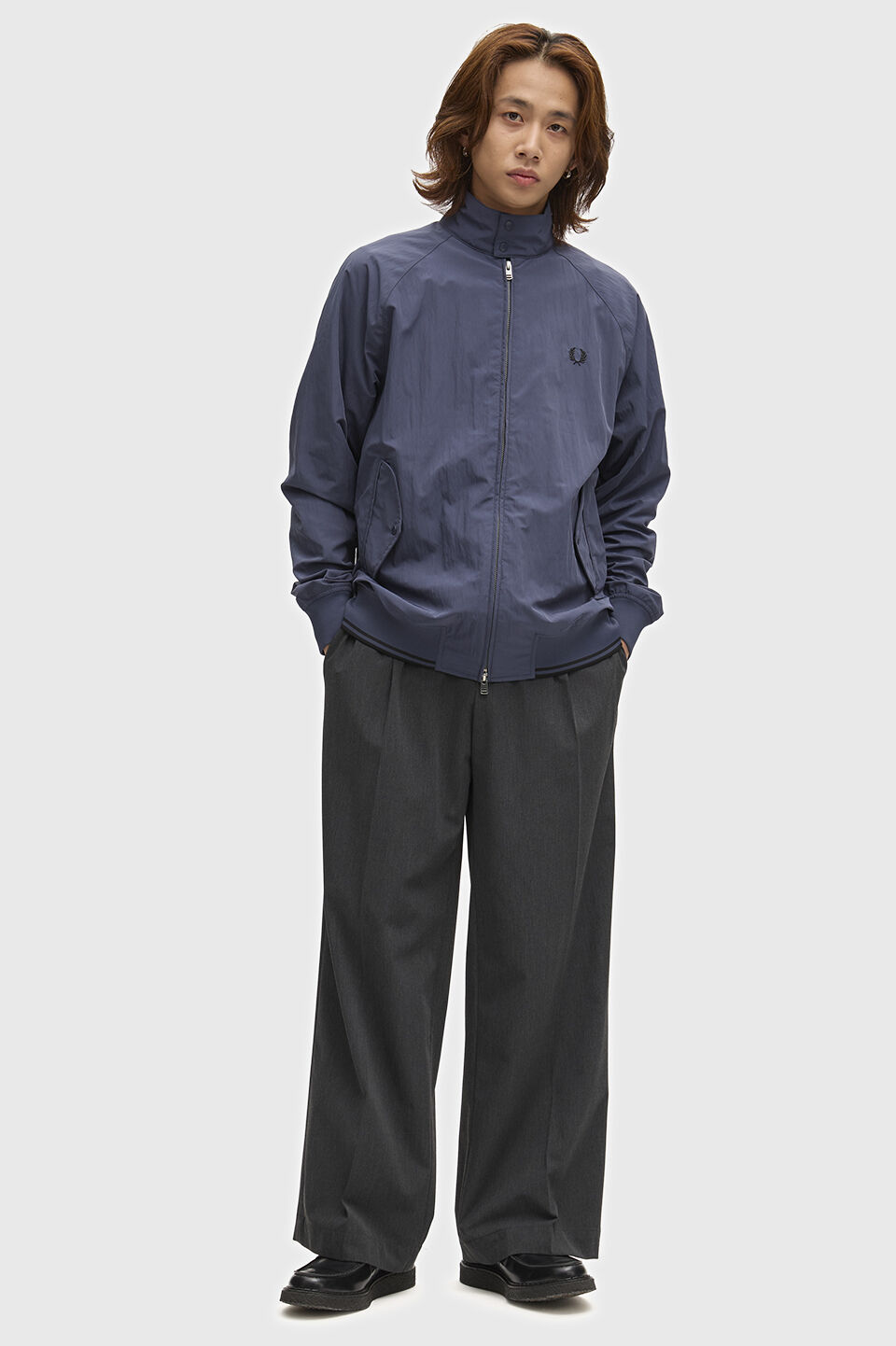 FRED PERRY 「FRED PERRY／Crinkle Nylon Harrington Jacket／クリンクルナイロンハリントンジャケット」|ブルゾン・スタジャン|