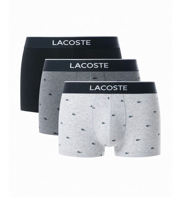 LACOSTE「３パックプリントストレッチコットントランクボクサーショーツ / ボクサーパンツ」|インナー|ライトグレー