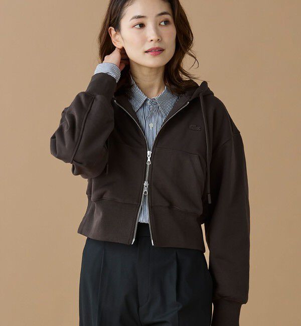 LACOSTE「裏パイルクロップドジップフーディー」|パーカー|