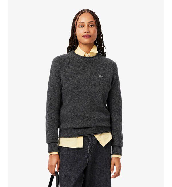 LACOSTE「3Dニッティングシームレス ウールニットセーター」|ニット・セーター|グレー