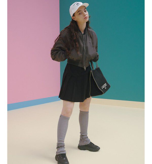 LACOSTE「クロップド丈 ショートMA-1ジャケット」|ブルゾン・スタジャン|