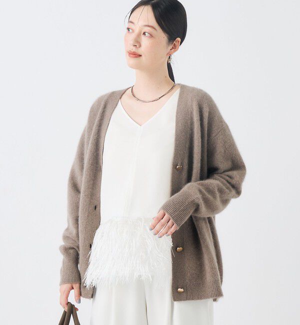 NOLLEY'S「《手洗い可能》ヘアリー長めVネックカーディガン」|カーディガン|