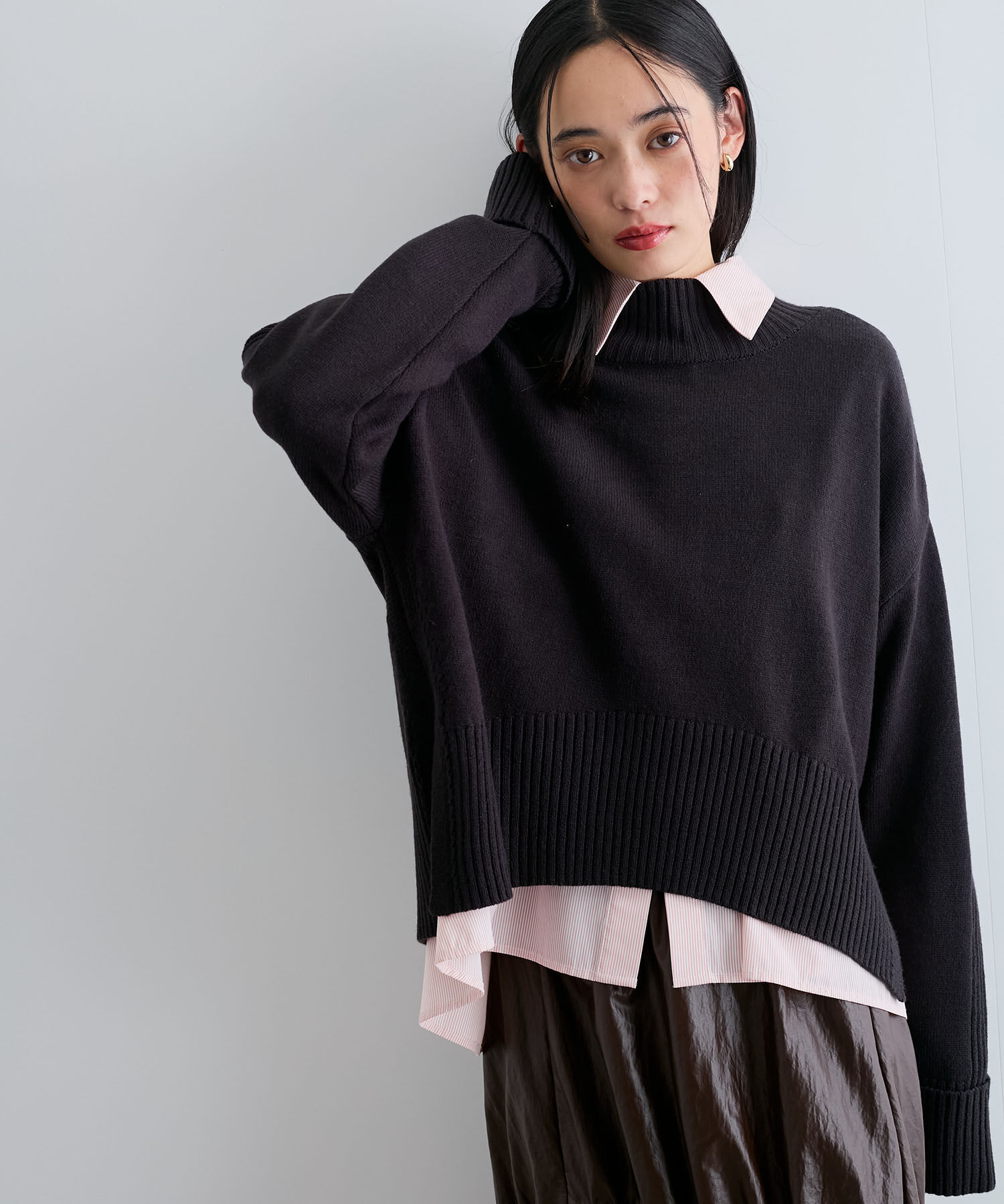 VIS「【アンチピリング/洗える】サイドスリットニットプルオーバー【WEB限定カラー】」|ニット・セーター|スミクロ(05)