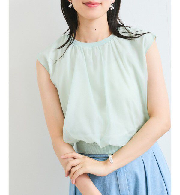 VIS「【接触冷感】楊柳シアードッキングカットプルオーバー」|Tシャツ・カットソー|ライトグリン(33)
