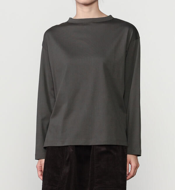 handvaerk「handvaerk | 60/2 ボトルネック 長袖Tシャツ WOMEN」|Tシャツ・カットソー|DKGREY