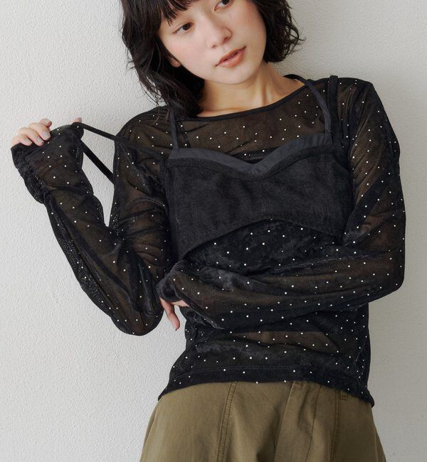  「【WEB限定】スタッズベロアプルオーバー」|Tシャツ・カットソー|ブラック