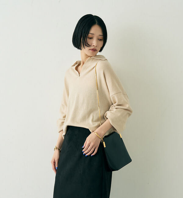 Rouge vif「カシミヤ混ウール襟付きスキッパーニット」|ニット・セーター|