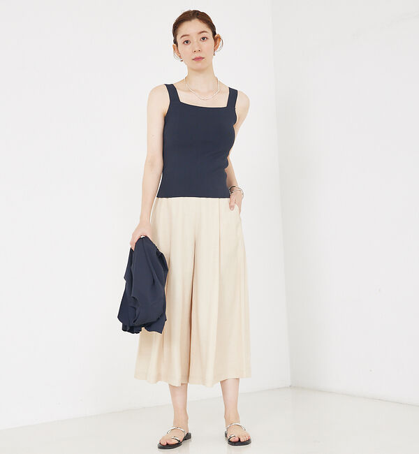 qualite「【セットアップ対応】接触冷感/レーヨンストレッチニットノースリーブ」|キャミソール|