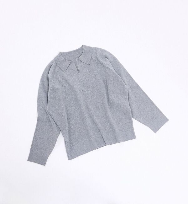 abahouse mavie「配色スキッパーニットプルオーバー【予約】」|ニット・セーター|グレー