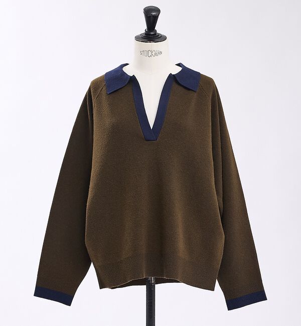 abahouse mavie「配色スキッパーニットプルオーバー【予約】」|ニット・セーター|