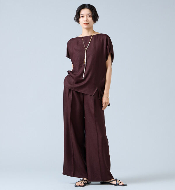 Liesse「《定番》麻調タックワイドパンツ（セットアップ可）」|その他|