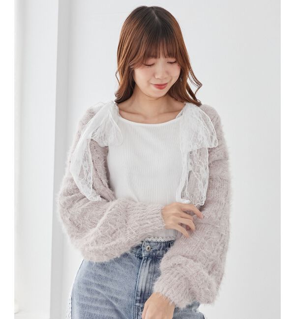MAJESTICLEGON「肩リボンリブトップス」|Tシャツ・カットソー|オフ