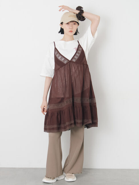 Samansa Mos2「【接触冷感】裾メローリブフレアパンツ」|その他|