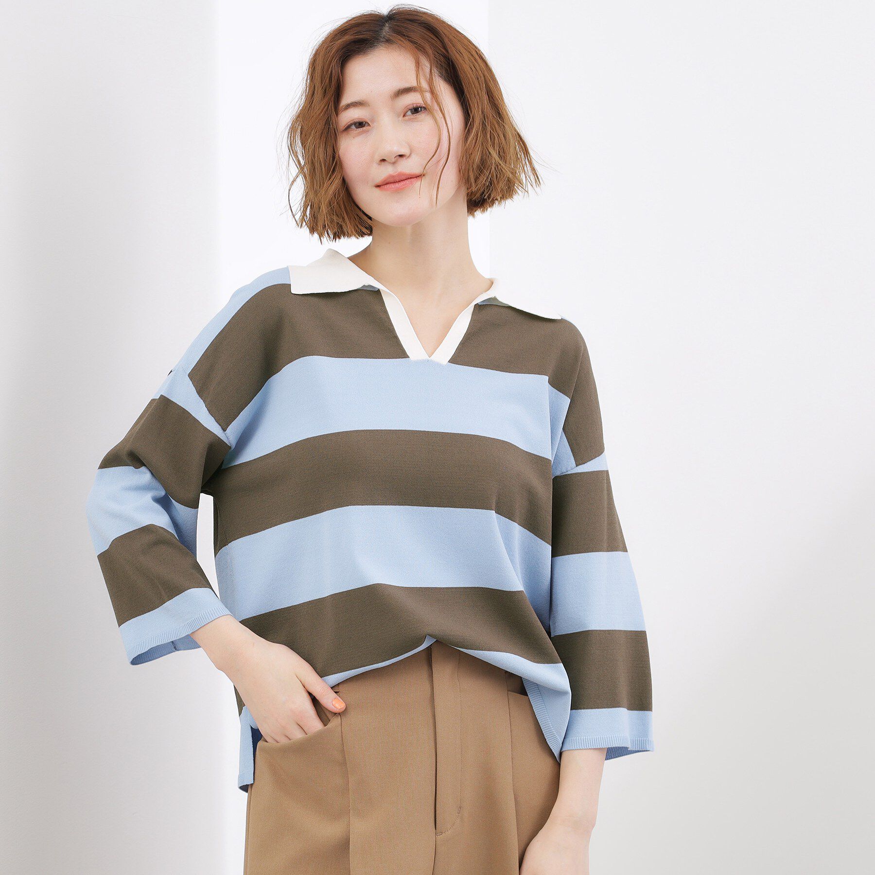 grove「【UVカット】ラガークロップドプルオーバー」|ニット・セーター|