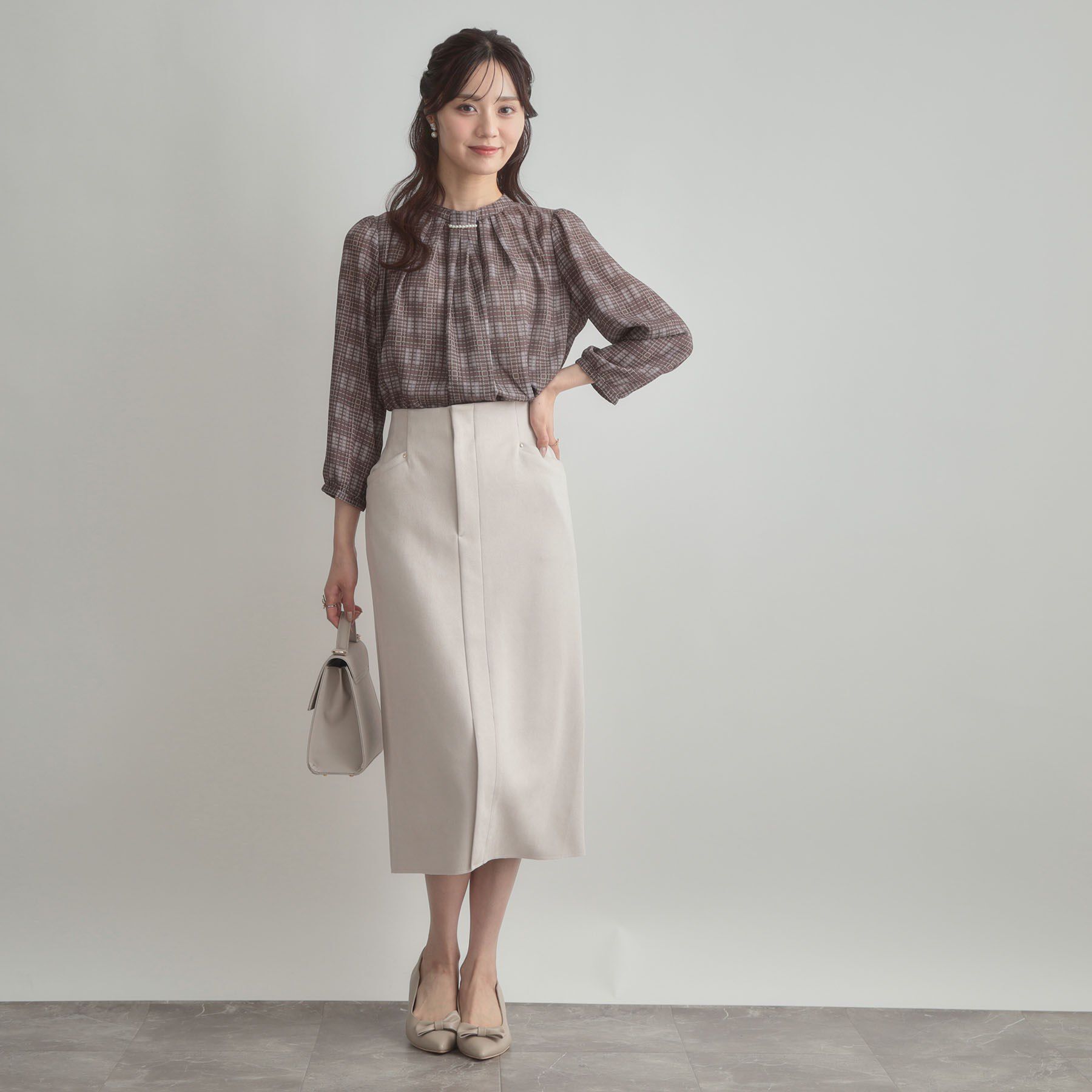 Couture broach「【洗える・ストレッチ・通勤】スエード調ダンボールIラインスカート」|スカート|