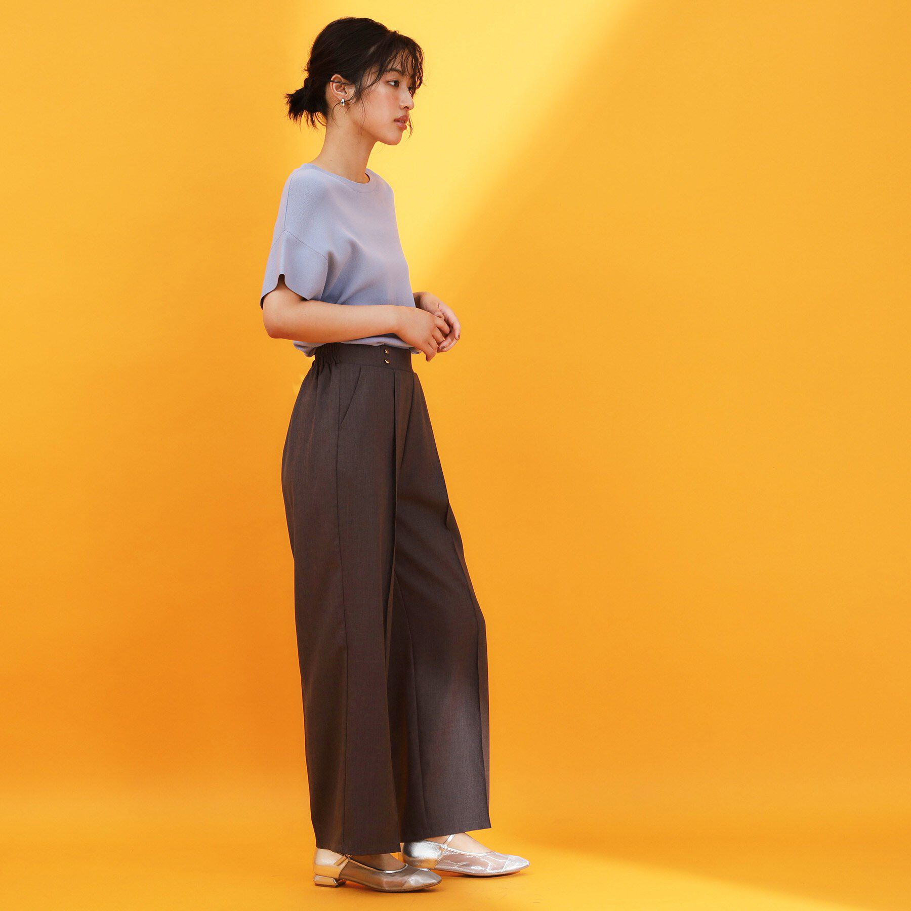 THE SHOP TK「麻調ピンタックワイドパンツ【洗濯機OK】」|その他|