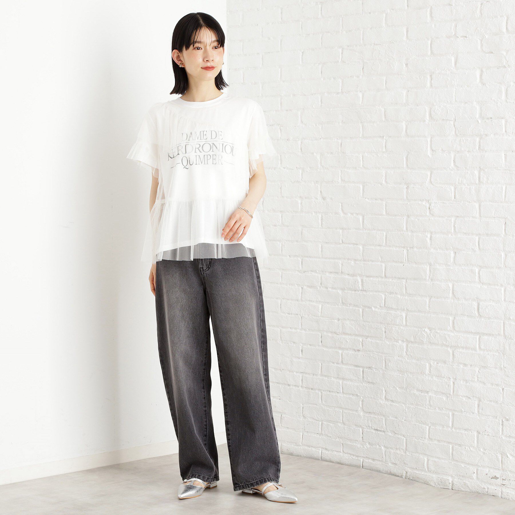 THE SHOP TK「【セットアイテム】チュール&times;ロゴTシャツ/洗える」|Tシャツ・カットソー|