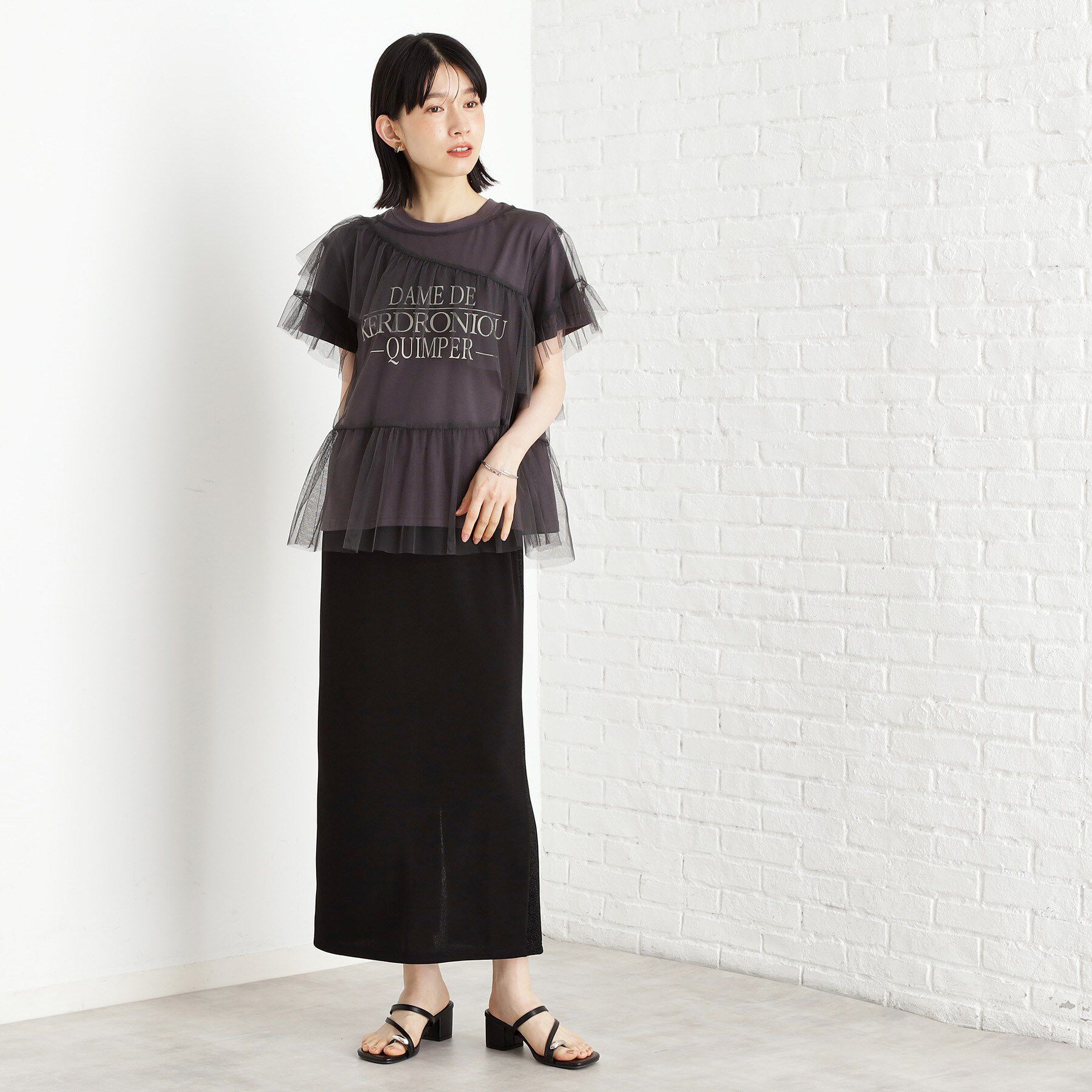 THE SHOP TK「【セットアイテム】チュール&times;ロゴTシャツ/洗える」|Tシャツ・カットソー|