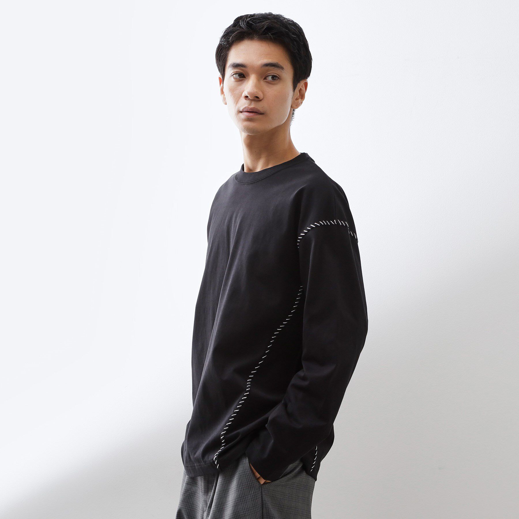 THE SHOP TK「ハンドステッチ長袖Tシャツ 【洗濯機OK】」|Tシャツ・カットソー|