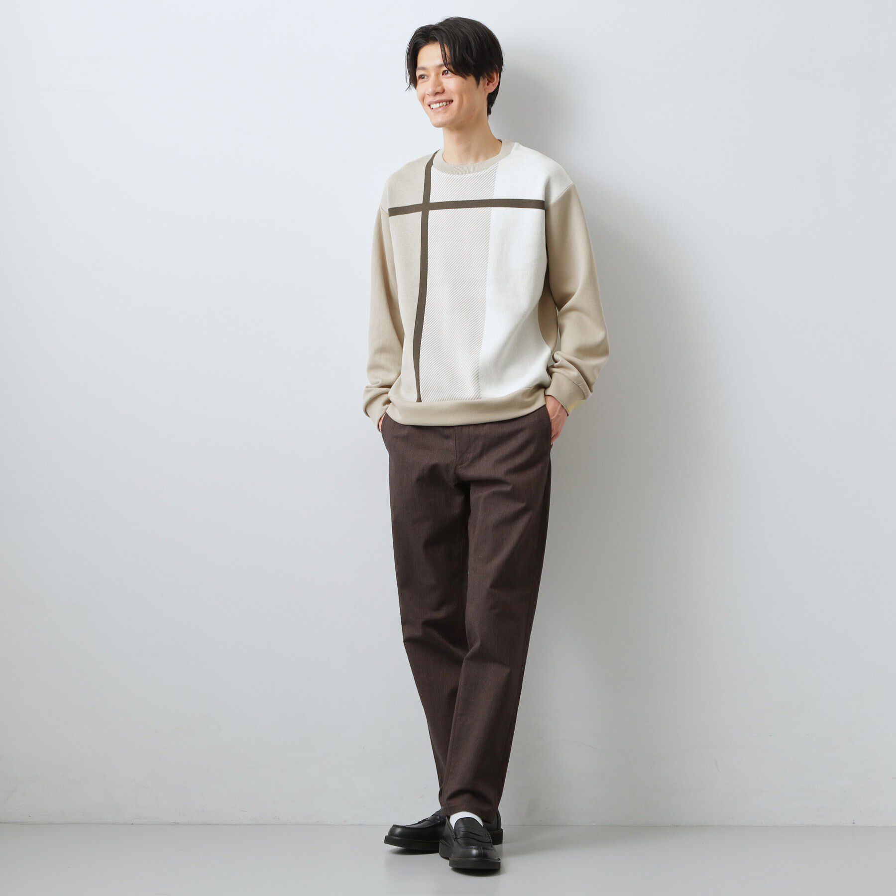 THE SHOP TK「チェック柄ダンボール スウェット 洗濯機OK」|Tシャツ・カットソー|