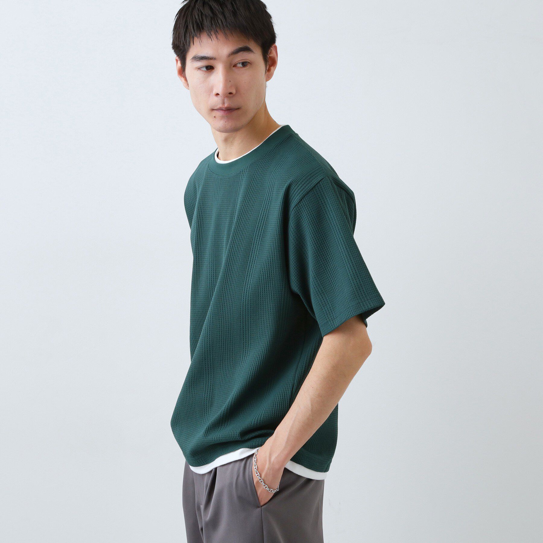 THE SHOP TK「【ラクして決まる！】レイヤード風半袖Tシャツ　洗濯機OK」|Tシャツ・カットソー|
