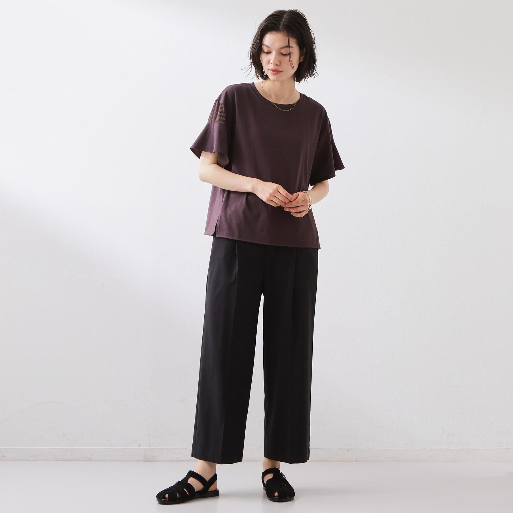 THE SHOP TK「【XS-XL/着丈選べる】心地よいストレッチワイドパンツ」|その他|