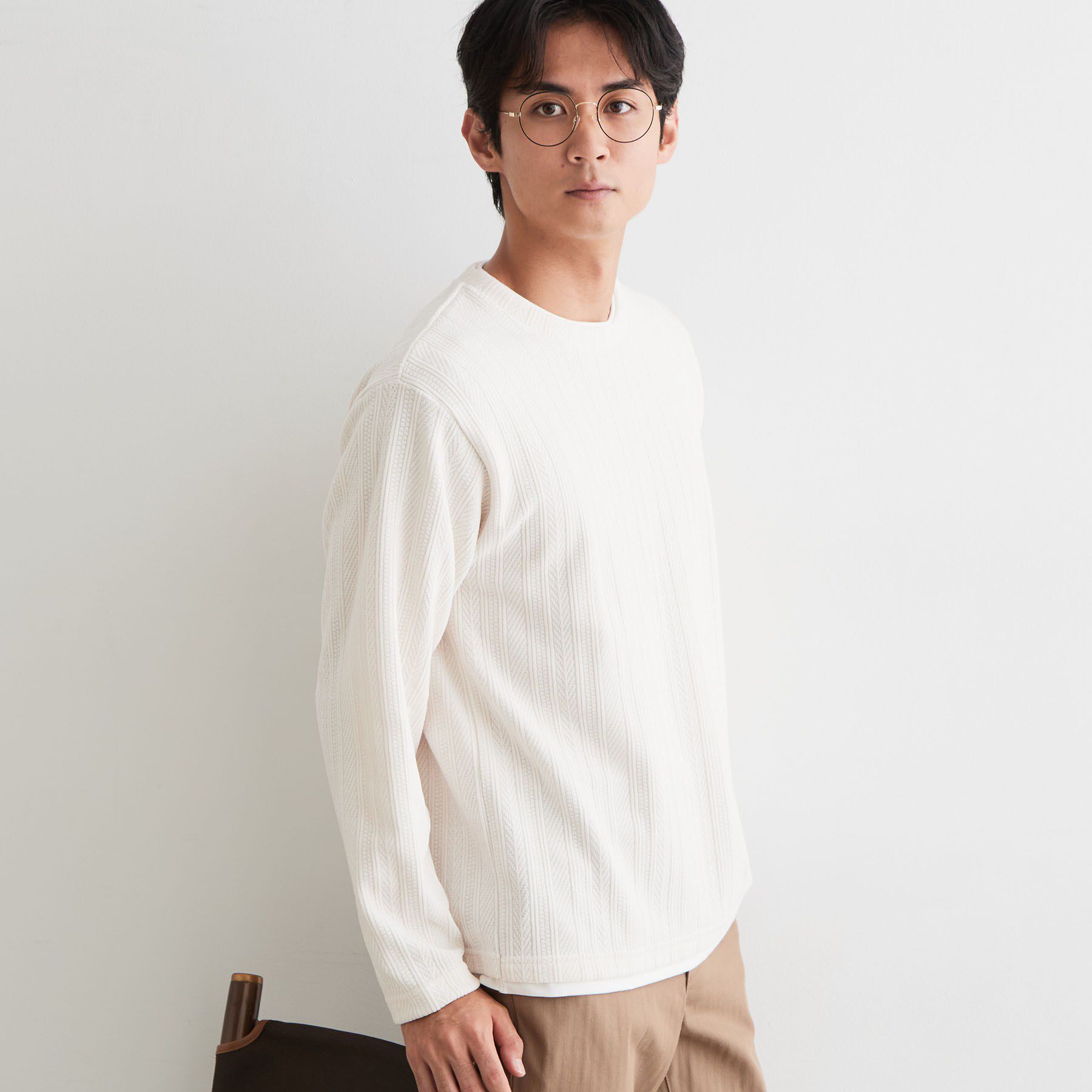 THE SHOP TK「【洗濯機OK】レイヤードモールニットTシャツ」|Tシャツ・カットソー|