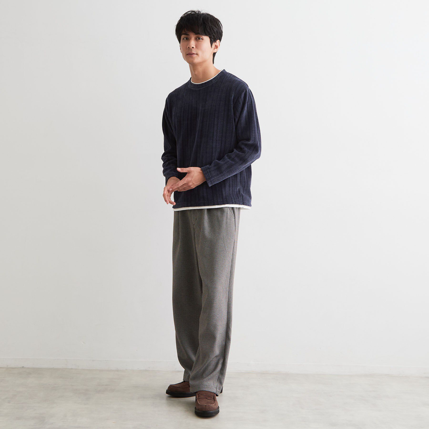 THE SHOP TK「【洗濯機OK】レイヤードモールニットTシャツ」|Tシャツ・カットソー|