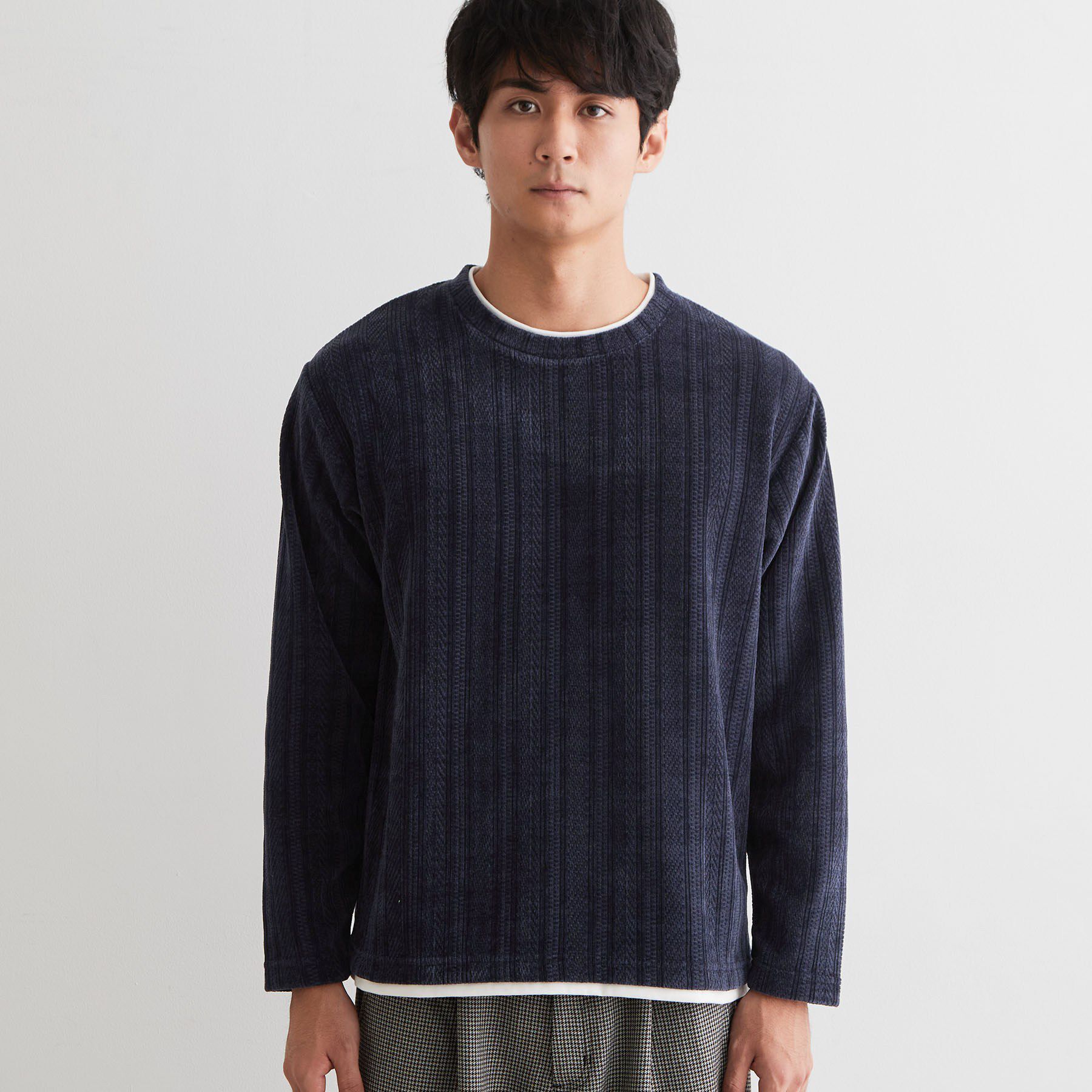 THE SHOP TK「【洗濯機OK】レイヤードモールニットTシャツ」|Tシャツ・カットソー|