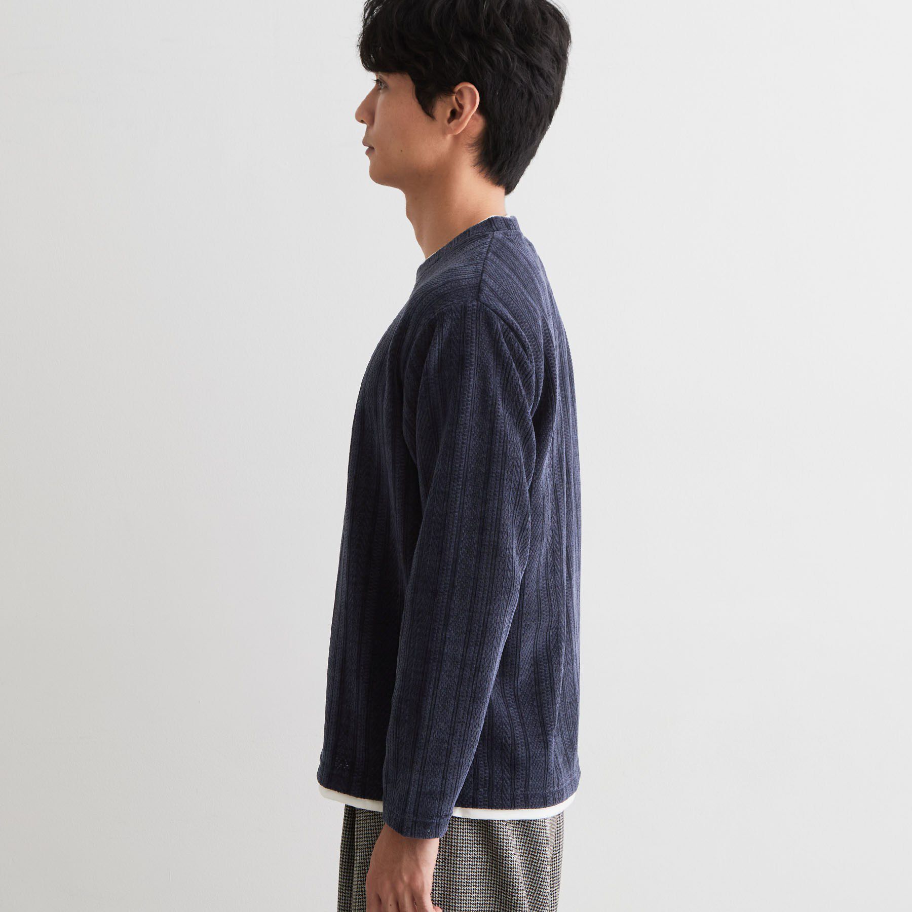 THE SHOP TK「【洗濯機OK】レイヤードモールニットTシャツ」|Tシャツ・カットソー|