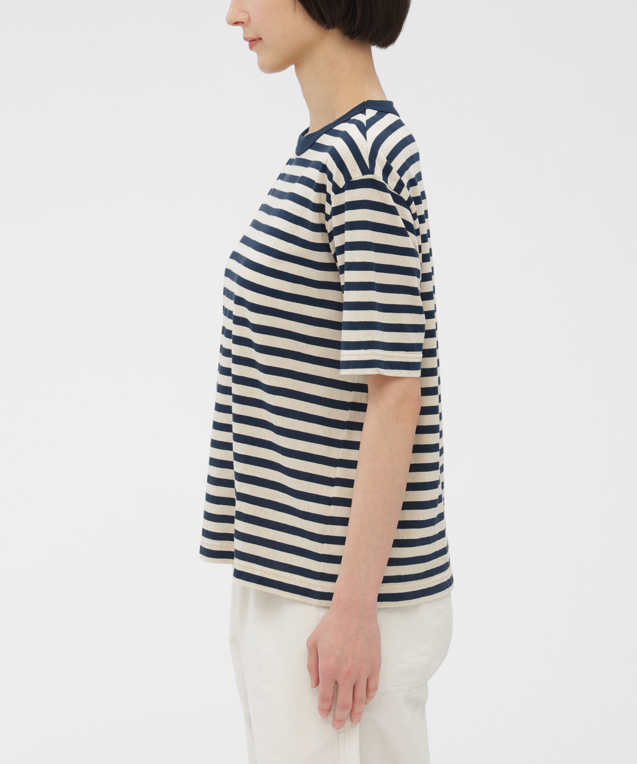 MHL.「COTTON LINEN STRIPE JERSEY TOP」|Tシャツ・カットソー|