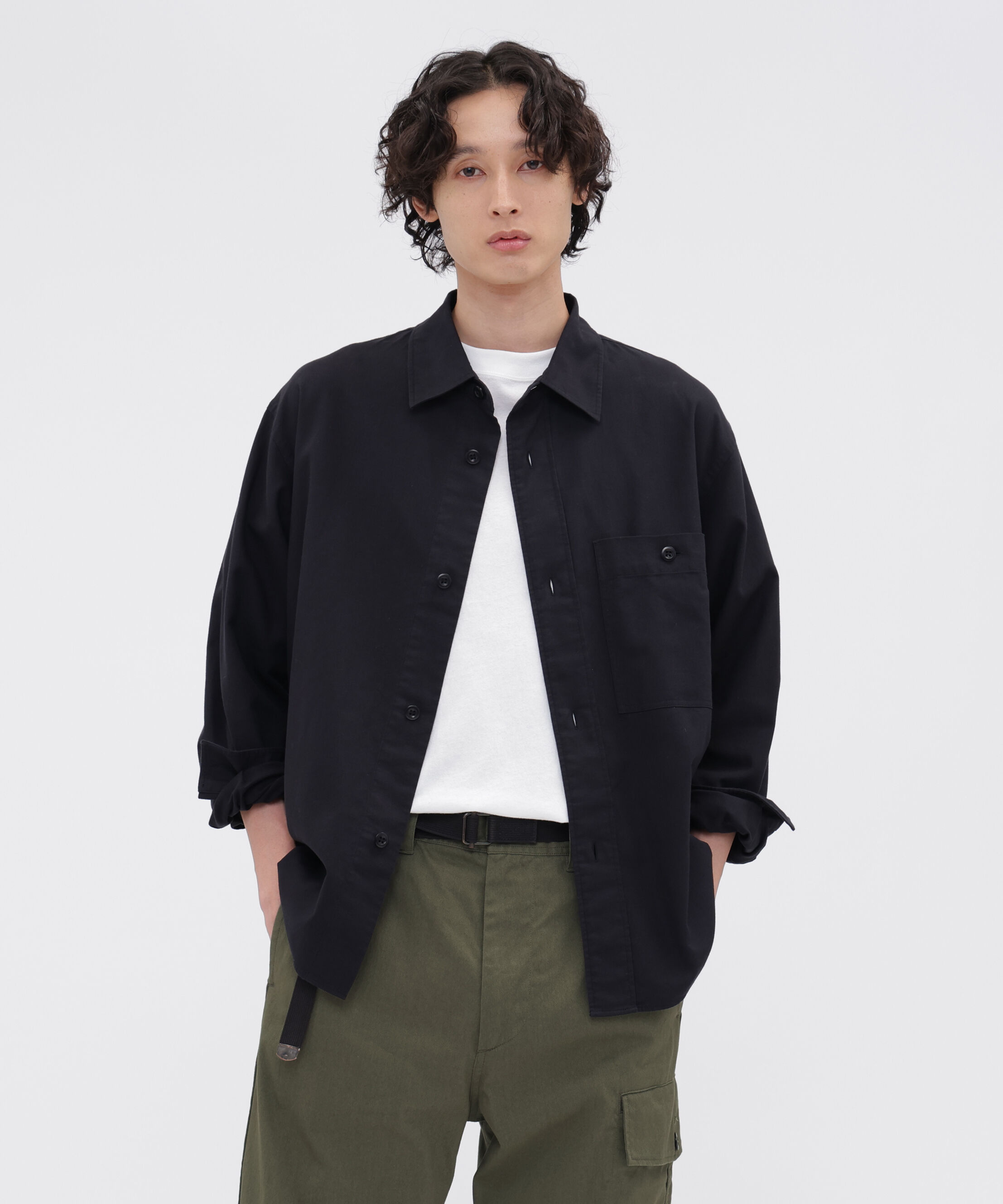 MHL.「FINE COTTON WOOL TWILL SHIRT」|シャツ・ブラウス|BLACK