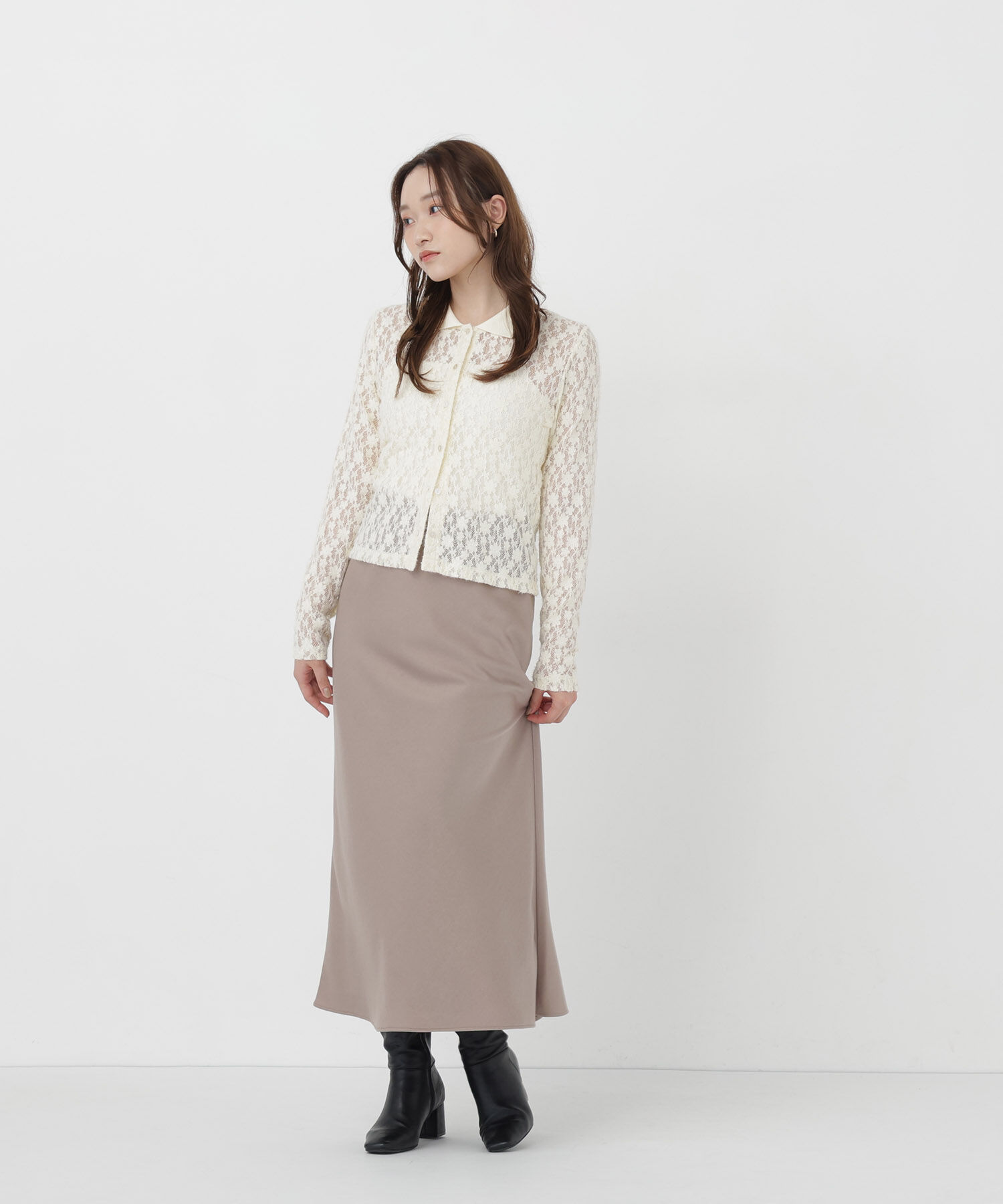  「＜CanCam.jp掲載＞シャツカラー起毛レースカットソー」|Tシャツ・カットソー|