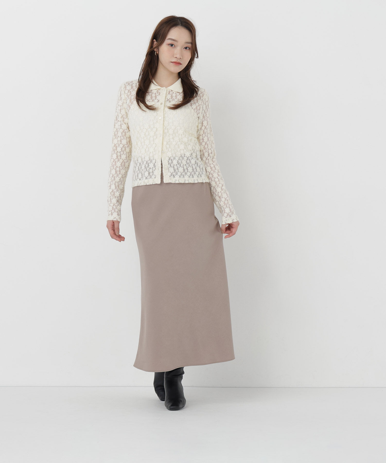  「＜CanCam.jp掲載＞シャツカラー起毛レースカットソー」|Tシャツ・カットソー|