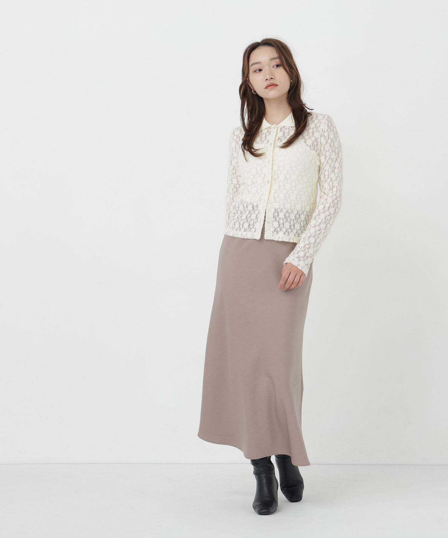  「＜CanCam.jp掲載＞シャツカラー起毛レースカットソー」|Tシャツ・カットソー|