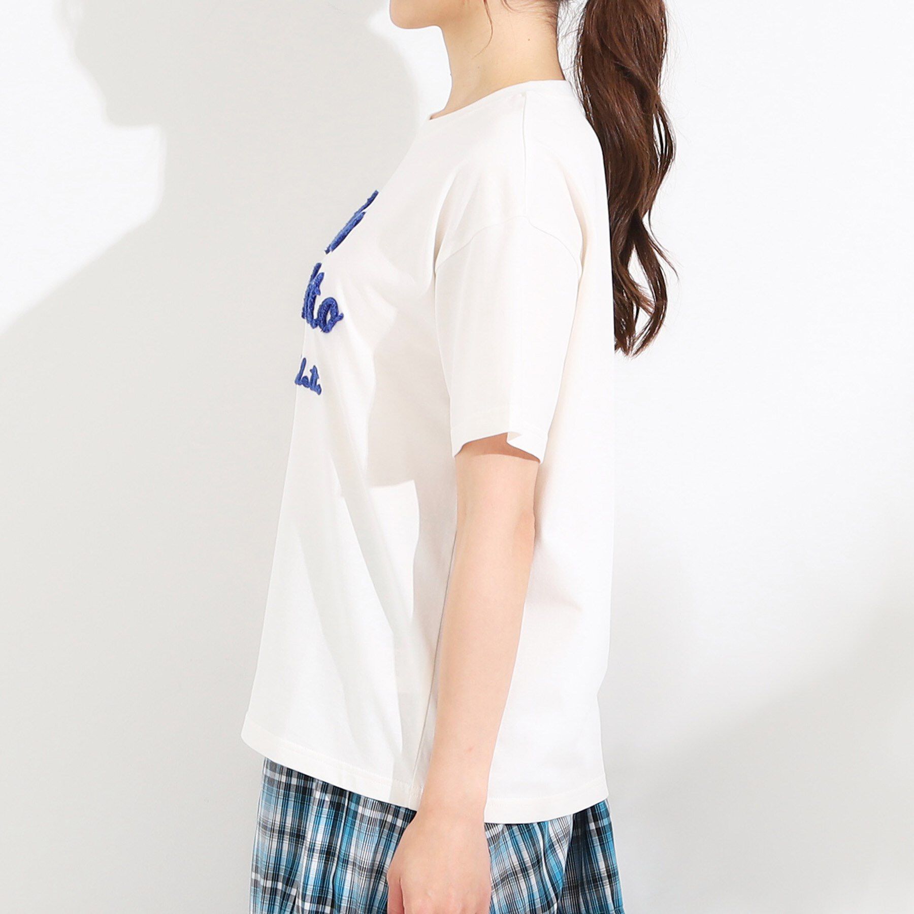 SHOO･LA･RUE「【ひんやり/S-LL】サガラ刺繍ロゴTシャツ」|Tシャツ・カットソー|