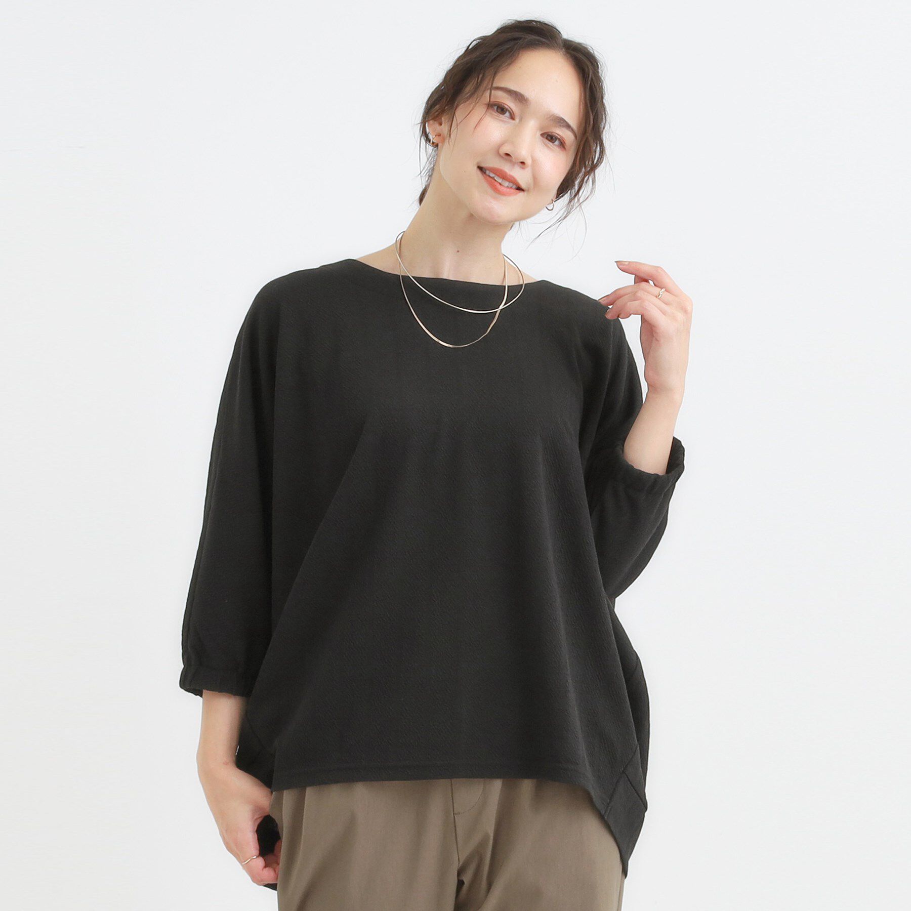 SHOO･LA･RUE「【S-LL/7分袖】ゆるシルエットが心地よい ドルマントップス」|Tシャツ・カットソー|