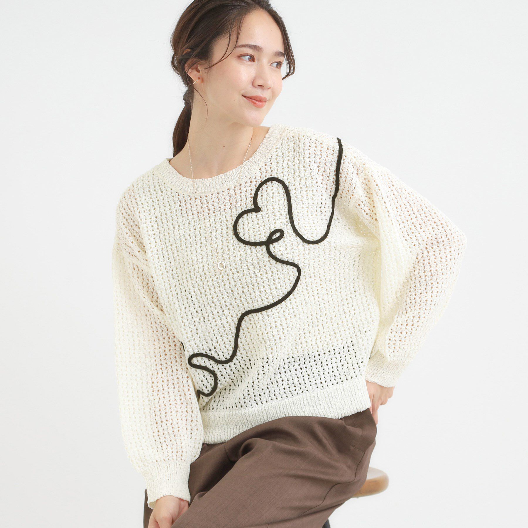 SHOO･LA･RUE「コード刺繍アソートメッシュカーディガン」|カーディガン|オフホワイト(003