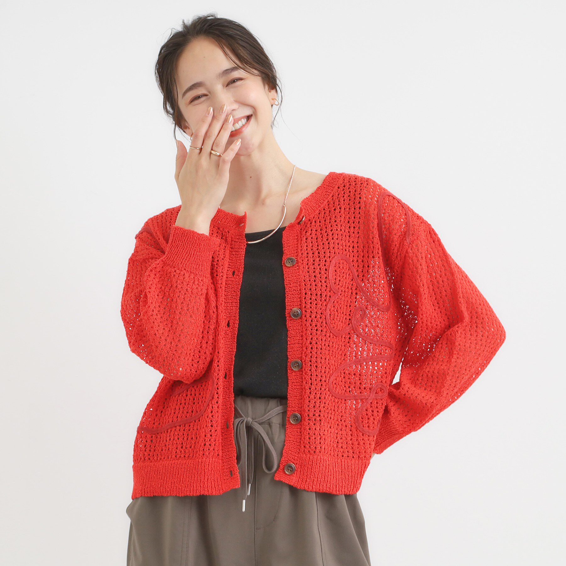SHOO･LA･RUE「コード刺繍アソートメッシュカーディガン」|カーディガン|