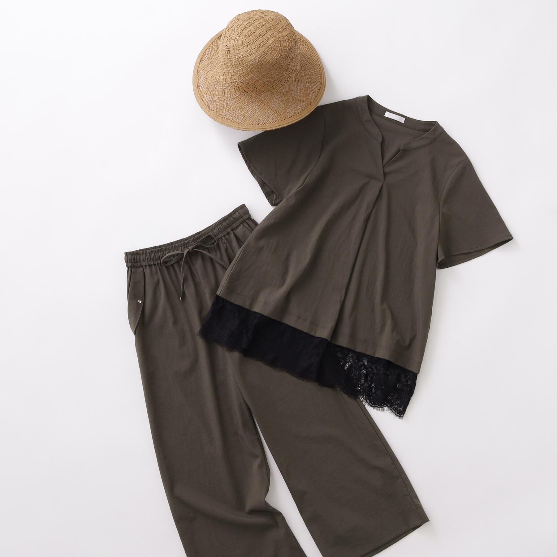 SHOO･LA･RUE「【S-LL/洗濯機可】軽凛(かろりん) 楽に着られて上品 裾レーススキッパーブラウス」|シャツ・ブラウス|