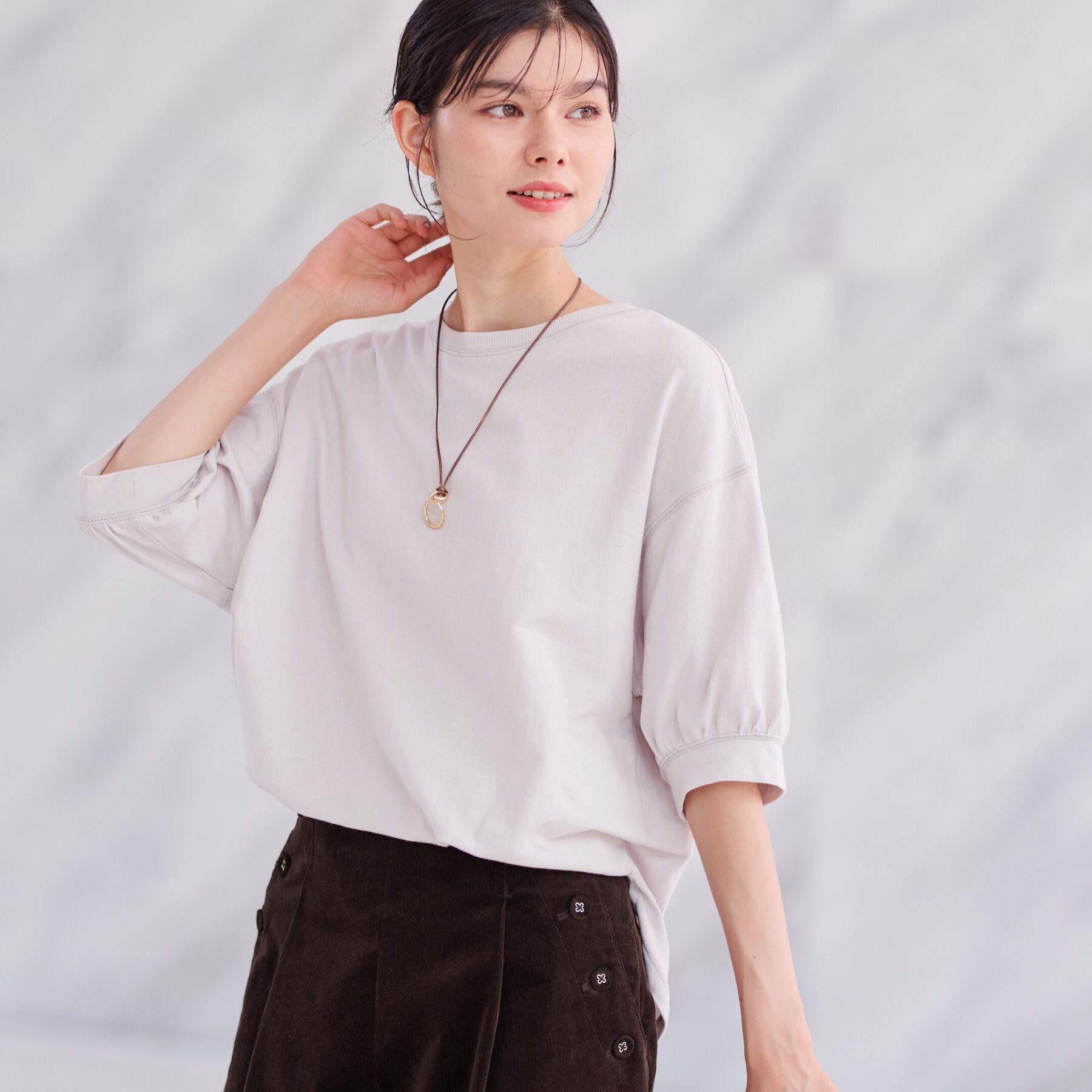 Dessin「【360度可愛い/前後2WAY/洗える】ライトコットンヘンリーカットソー」|Tシャツ・カットソー|