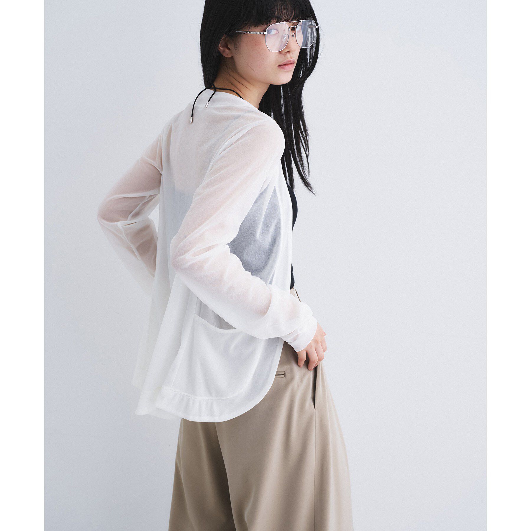 CODE A「sheer jersey cardigan」|カーディガン|